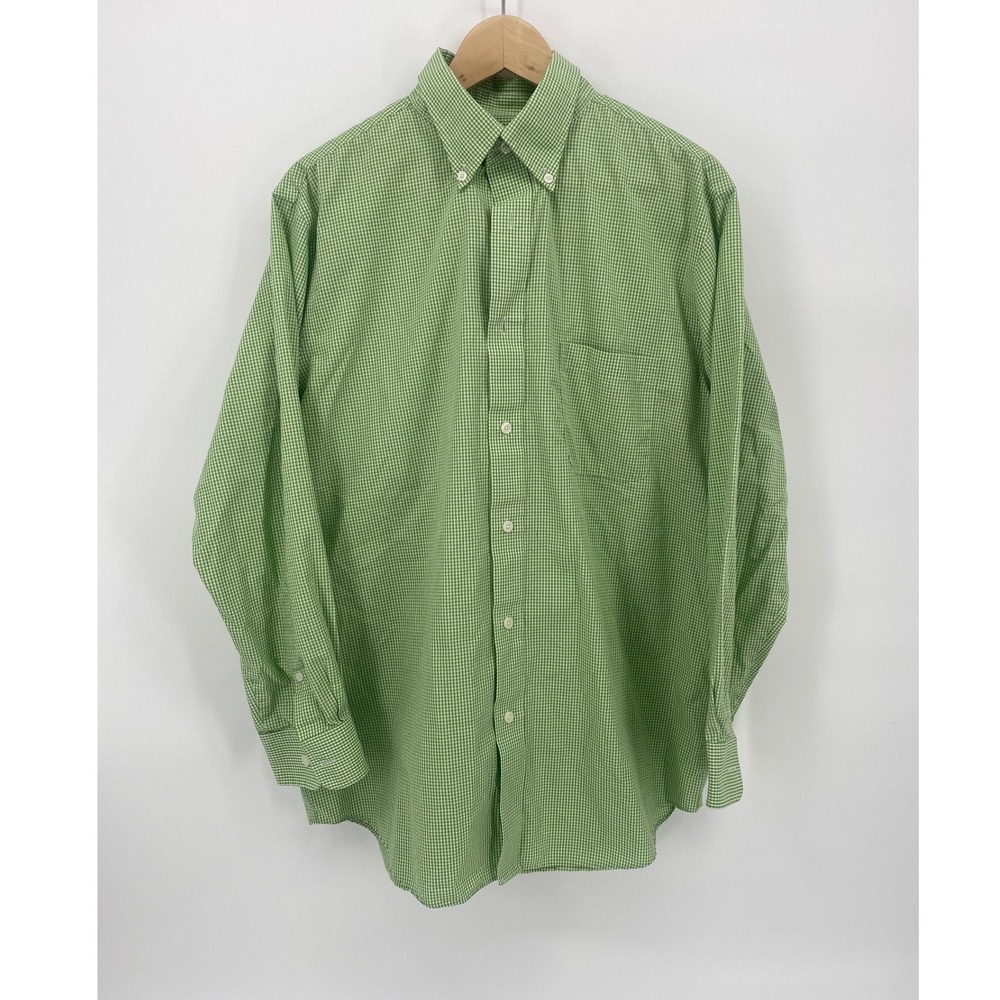 Croft & Barrow Button Down Mens 16.5 32/33 Green Excellent Gingham Classic Fit